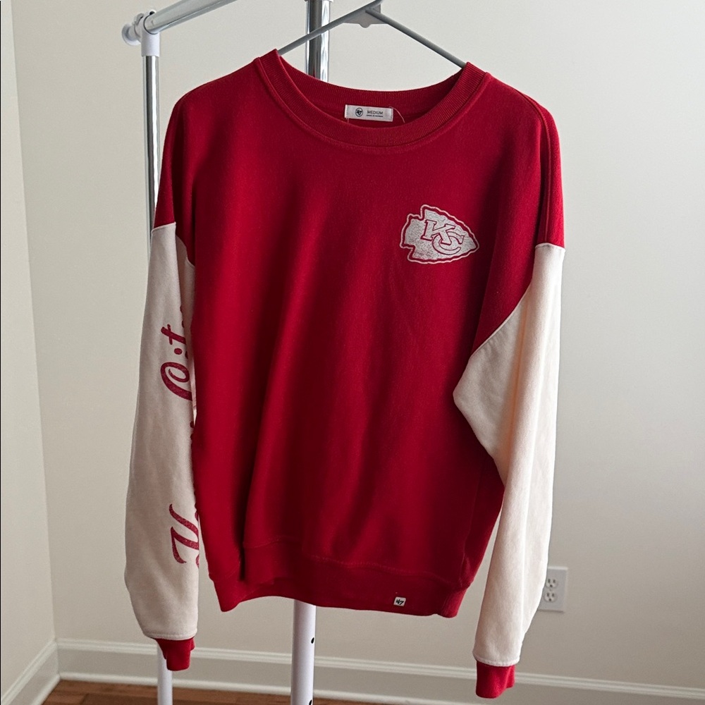 Women's Red and Cream Chiefs Sweatshirt